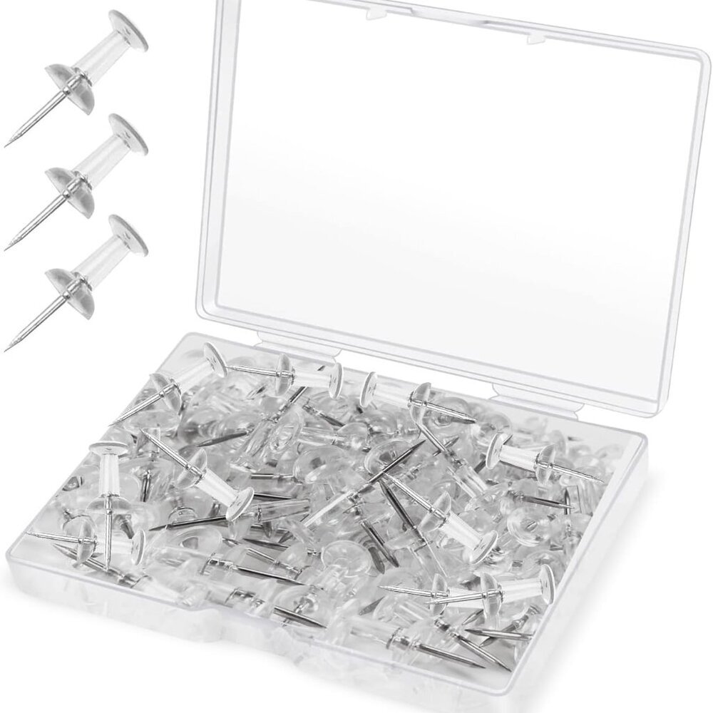 Brand new - 200 clear thumbtacks